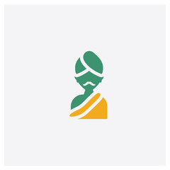 Hindu concept 2 colored icon. Isolated orange and green Hindu vector symbol design. Can be used for web and mobile UI/UX