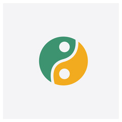 Yin yang concept 2 colored icon. Isolated orange and green Yin yang vector symbol design. Can be used for web and mobile UI/UX