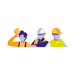 industrial workers men working with face mask