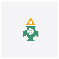 Obraz premium Rocket concept 2 colored icon. Isolated orange and green Rocket vector symbol design. Can be used for web and mobile UI/UX