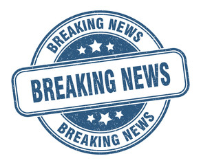 breaking news stamp. breaking news round grunge sign. label