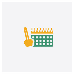 Schedule concept 2 colored icon. Isolated orange and green Schedule vector symbol design. Can be used for web and mobile UI/UX