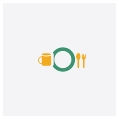 Clean dishes concept 2 colored icon. Isolated orange and green Clean dishes vector symbol design. Can be used for web and mobile UI/UX