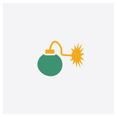 Bomb concept 2 colored icon. Isolated orange and green Bomb vector symbol design. Can be used for web and mobile UI/UX