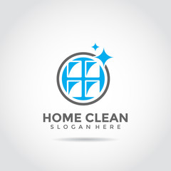 Home Clean logo icon template. blue and black flat logo. Vector Illutrator eps.10