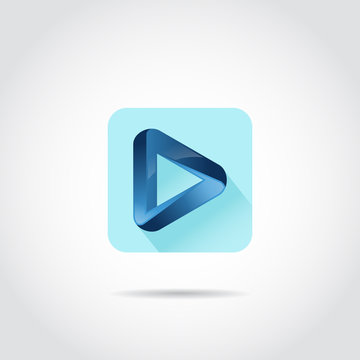 3D Blue Play Icon for apps android or iphone. Vector Illutrator eps.10