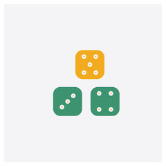 Dices concept 2 colored icon. Isolated orange and green Dices vector symbol design. Can be used for web and mobile UI/UX