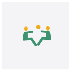 Playing with a Ball concept 2 colored icon. Isolated orange and green Playing with a Ball vector symbol design. Can be used for web and mobile UI/UX