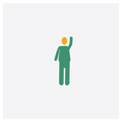 Obraz premium Showin concept 2 colored icon. Isolated orange and green Showin vector symbol design. Can be used for web and mobile UI/UX