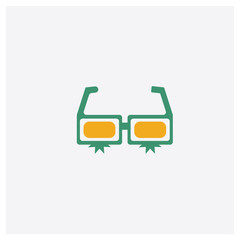 3d glasses concept 2 colored icon. Isolated orange and green 3d glasses vector symbol design. Can be used for web and mobile UI/UX