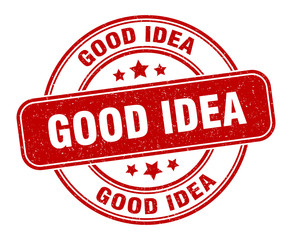 good idea stamp. good idea label. round grunge sign