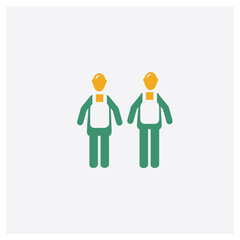 Cooker couple concept 2 colored icon. Isolated orange and green Cooker couple vector symbol design. Can be used for web and mobile UI/UX