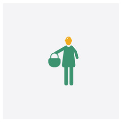 Obraz premium Housewife shopping concept 2 colored icon. Isolated orange and green Housewife shopping vector symbol design. Can be used for web and mobile UI/UX