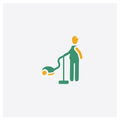 Vacuum cleaning concept 2 colored icon. Isolated orange and green Vacuum cleaning vector symbol design. Can be used for web and mobile UI/UX