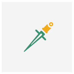 Sword concept 2 colored icon. Isolated orange and green Sword vector symbol design. Can be used for web and mobile UI/UX