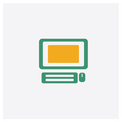 Pc concept 2 colored icon. Isolated orange and green Pc vector symbol design. Can be used for web and mobile UI/UX