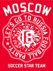 Russia flag soccer print and embroidery graphic design vector art