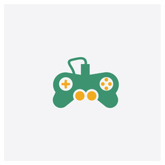 Joystick concept 2 colored icon. Isolated orange and green Joystick vector symbol design. Can be used for web and mobile UI/UX