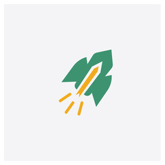 Rocket concept 2 colored icon. Isolated orange and green Rocket vector symbol design. Can be used for web and mobile UI/UX