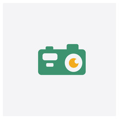 Camera concept 2 colored icon. Isolated orange and green Camera vector symbol design. Can be used for web and mobile UI/UX