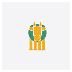 Cow concept 2 colored icon. Isolated orange and green Cow vector symbol design. Can be used for web and mobile UI/UX