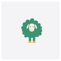 Sheep concept 2 colored icon. Isolated orange and green Sheep vector symbol design. Can be used for web and mobile UI/UX