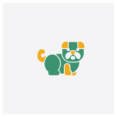 Bulldog concept 2 colored icon. Isolated orange and green Bulldog vector symbol design. Can be used for web and mobile UI/UX