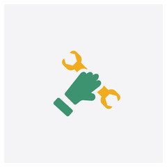 Wrench concept 2 colored icon. Isolated orange and green Wrench vector symbol design. Can be used for web and mobile UI/UX