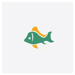 Fish concept 2 colored icon. Isolated orange and green Fish vector symbol design. Can be used for web and mobile UI/UX