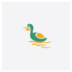 Pelican concept 2 colored icon. Isolated orange and green Pelican vector symbol design. Can be used for web and mobile UI/UX
