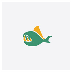 Fish concept 2 colored icon. Isolated orange and green Fish vector symbol design. Can be used for web and mobile UI/UX