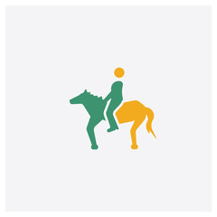 Riding concept 2 colored icon. Isolated orange and green Riding vector symbol design. Can be used for web and mobile UI/UX