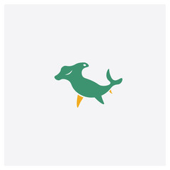 Hummerhead concept 2 colored icon. Isolated orange and green Hummerhead vector symbol design. Can be used for web and mobile UI/UX