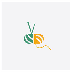 Knitting concept 2 colored icon. Isolated orange and green Knitting vector symbol design. Can be used for web and mobile UI/UX