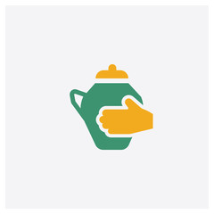 Pottery concept 2 colored icon. Isolated orange and green Pottery vector symbol design. Can be used for web and mobile UI/UX
