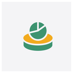 Pie chart concept 2 colored icon. Isolated orange and green Pie chart vector symbol design. Can be used for web and mobile UI/UX