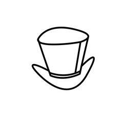 Icon of cylinder, top hat of magician. Contour vector symbol of magic, magician, gentleman, aristocrat