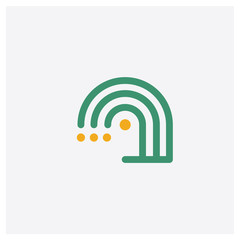 Fototapeta premium Sweep concept 2 colored icon. Isolated orange and green Sweep vector symbol design. Can be used for web and mobile UI/UX