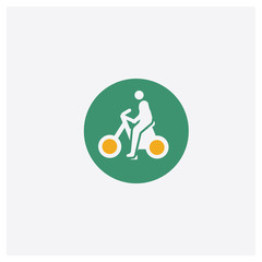 Obraz premium Bicycle concept 2 colored icon. Isolated orange and green Bicycle vector symbol design. Can be used for web and mobile UI/UX