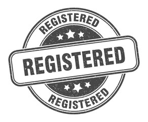 registered stamp. registered round grunge sign. label