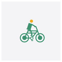 Riding Bicycle concept 2 colored icon. Isolated orange and green Riding Bicycle vector symbol design. Can be used for web and mobile UI/UX