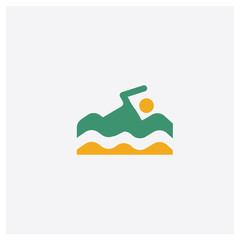 Fototapeta premium Man Swimming concept 2 colored icon. Isolated orange and green Man Swimming vector symbol design. Can be used for web and mobile UI/UX