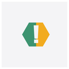Warning concept 2 colored icon. Isolated orange and green Warning vector symbol design. Can be used for web and mobile UI/UX
