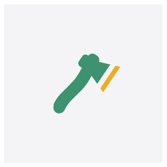 Axe concept 2 colored icon. Isolated orange and green Axe vector symbol design. Can be used for web and mobile UI/UX