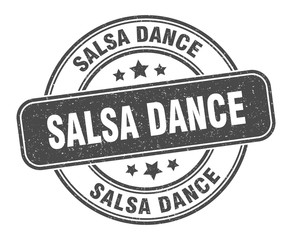 salsa dance stamp. salsa dance label. round grunge sign
