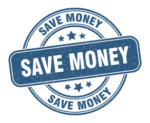 save money stamp. save money label. round grunge sign