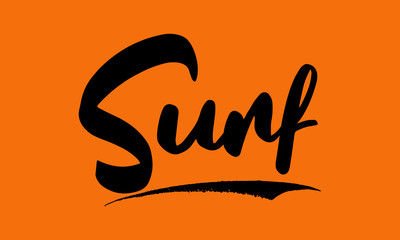 Surf Calligraphy Black Color Text On Yellow Background
