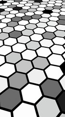 Honeycomb gray colored. Perspective view on polygon look like honeycomb. Isometric geometry. 3D illustration