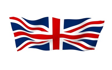 Waving flag of the Great Britain. British flag. United Kingdom of Great Britain and Northern Ireland. State symbol of the UK. 3D illustration