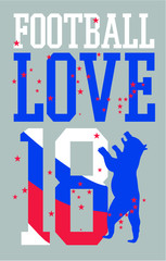 Russia flag and Soccer Print embroidery graphic design vector art